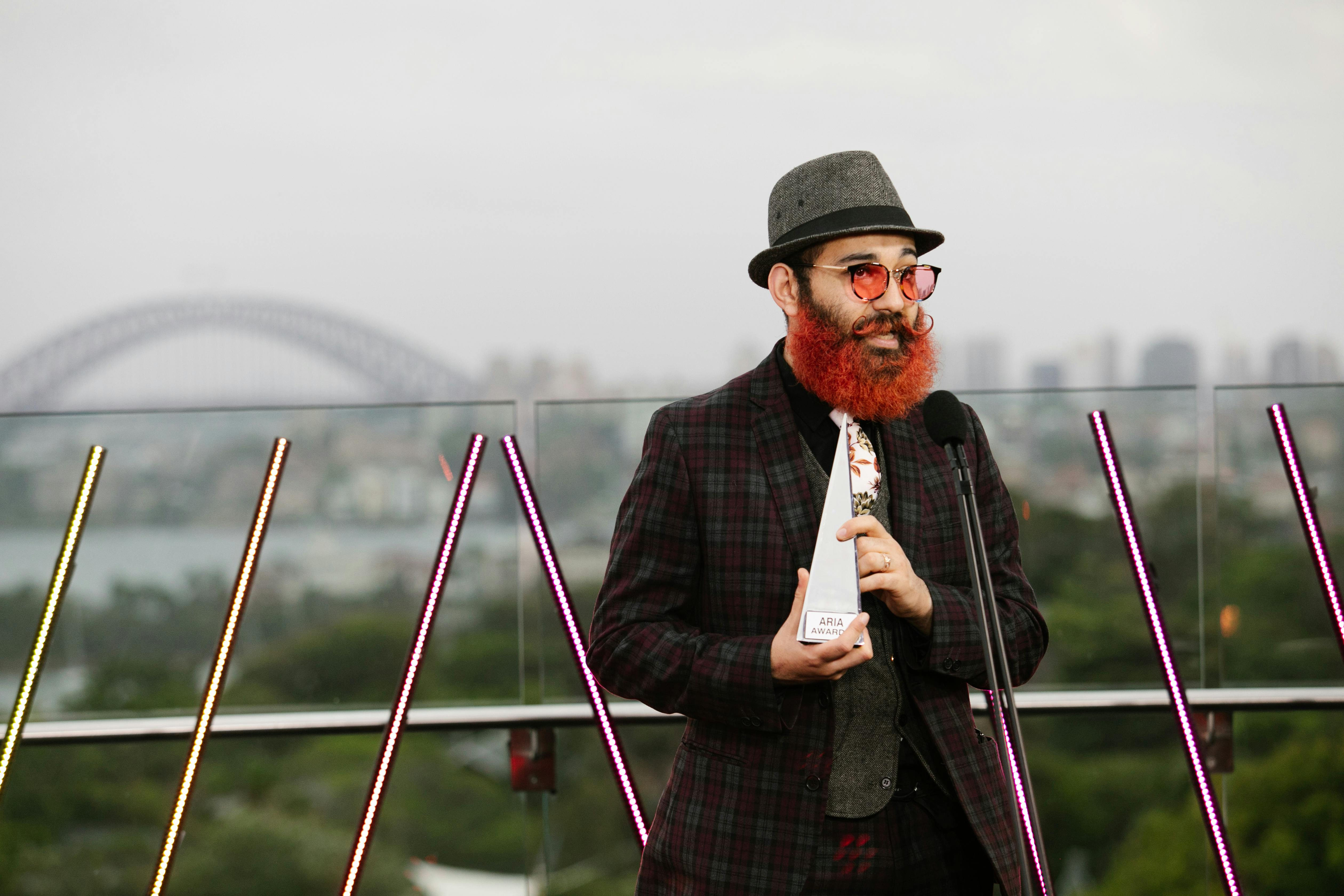 James Tawadros picks up Best World Music on behalf of his brother, Joseph Tawadros