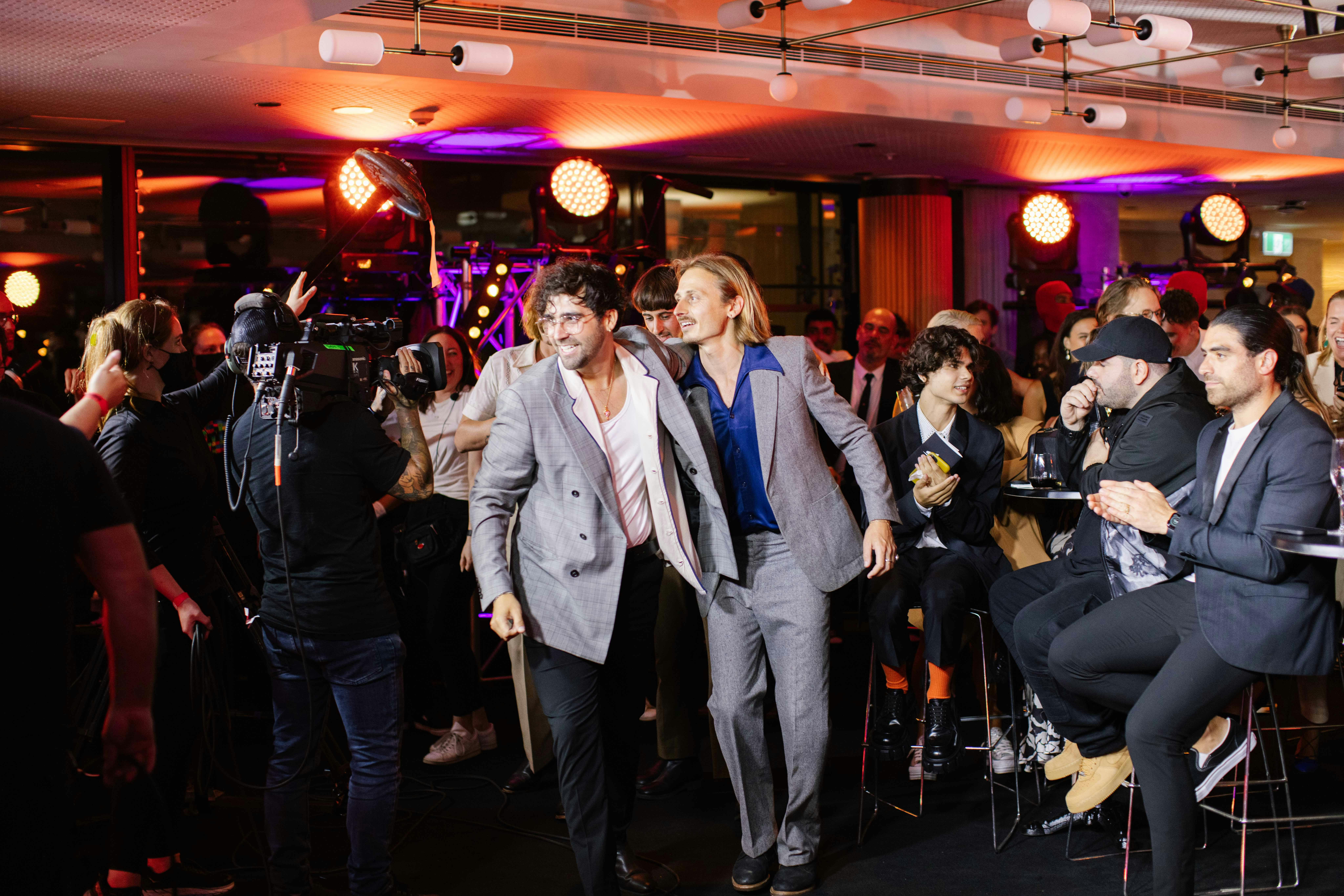 Lime Cordiale celebrate their win for Best Australian Live Act presented by Heaps Normal